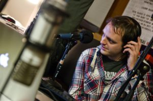 Jonathan Baillie Strong in the radio studio